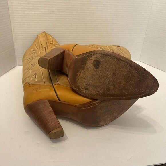 Vintage Frye Cowboy Boots Brown Suede Leather Western Pull-On Boots Size 7B - Picture 13 of 14